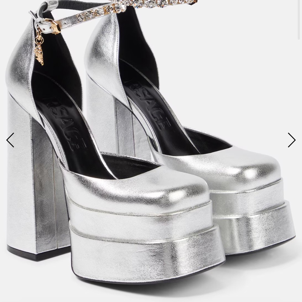 Versace Metallic Silver Platform Shoes